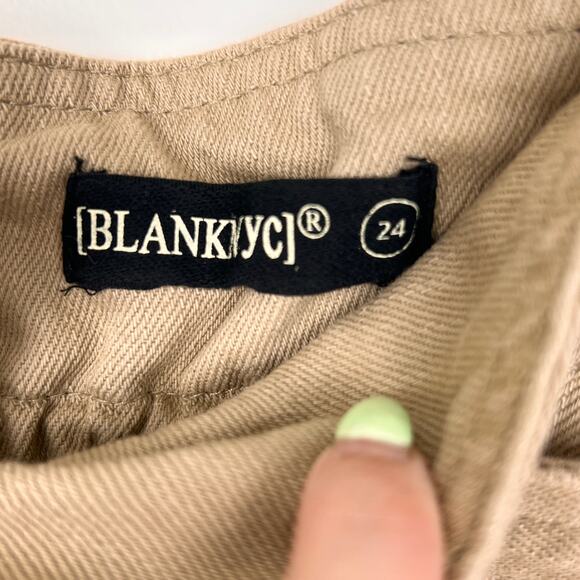 BlankNYC Tan Belted High-Waisted Paperbag Denim Shorts 24 Utility - Picture 3 of 8